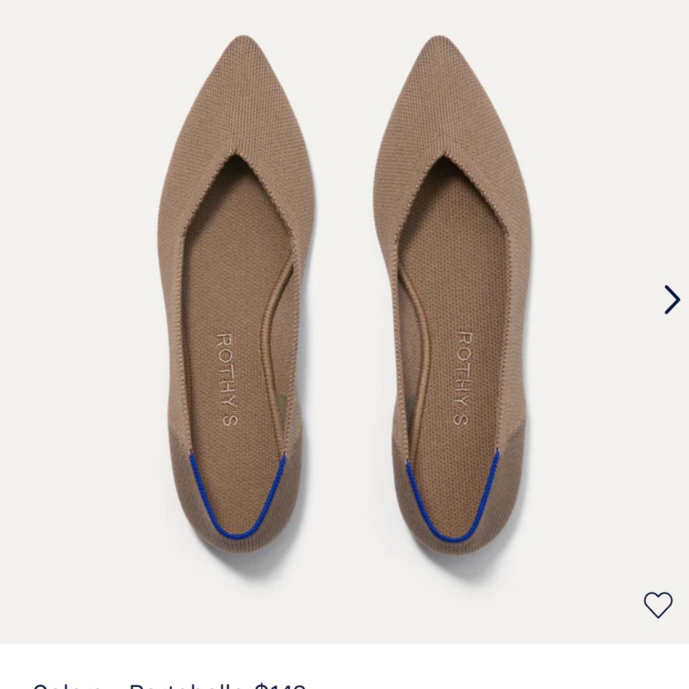 Brand new Rothy’s size 8 point flats in the color portobello new without box.